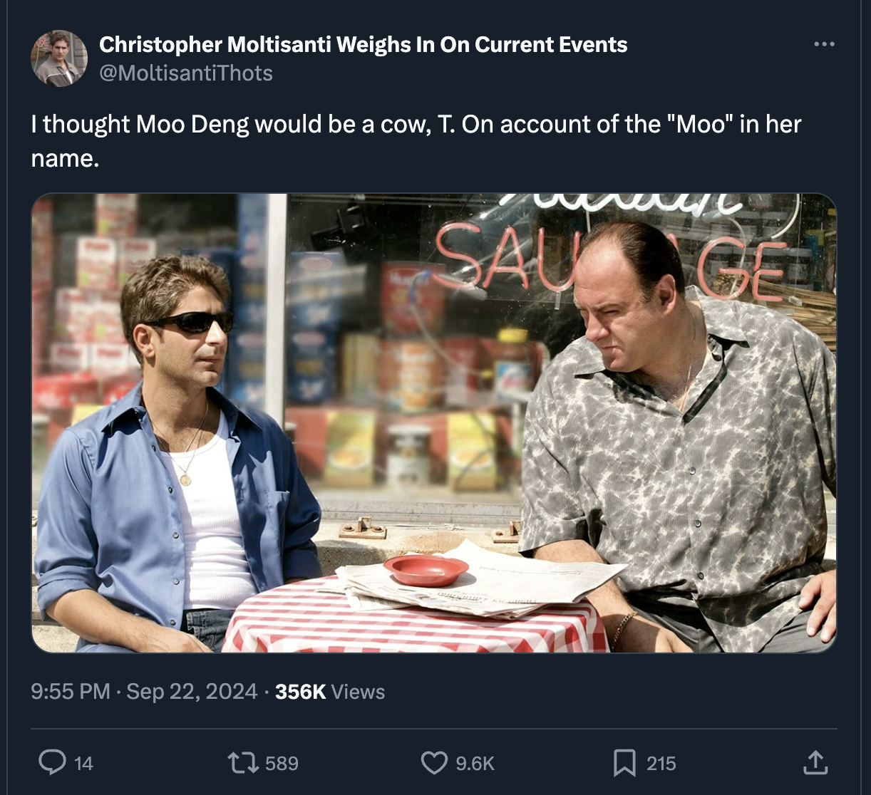 sopranos sunglasses - Christopher Moltisanti Weighs In On Current Events I thought Moo Deng would be a cow, T. On account of the "Moo" in her name. Saus Ge Views 14 1 589 215